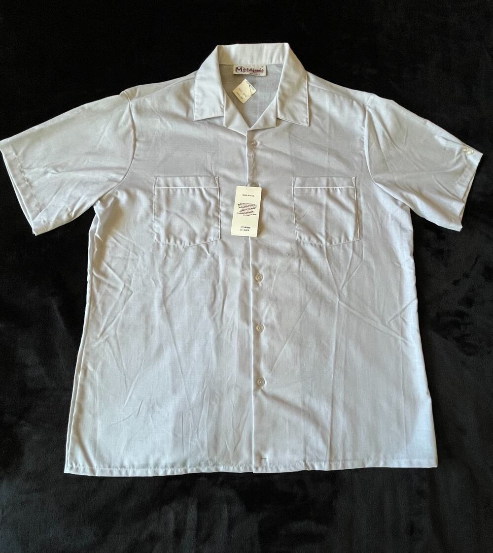 Vintage Mr California Shirt Mens L Gray Camp Collar Short Sleeve NWT Made USA